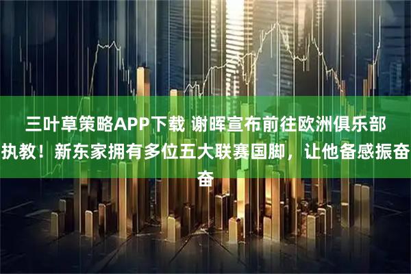 三叶草策略APP下载 谢晖宣布前往欧洲俱乐部执教！新东家拥有多位五大联赛国脚，让他备感振奋